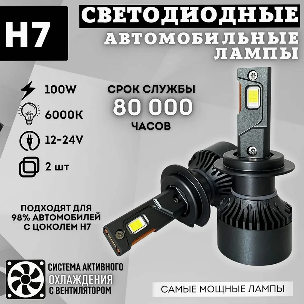 Светодиодная лампа H7 на 1800 люмен — фото 3