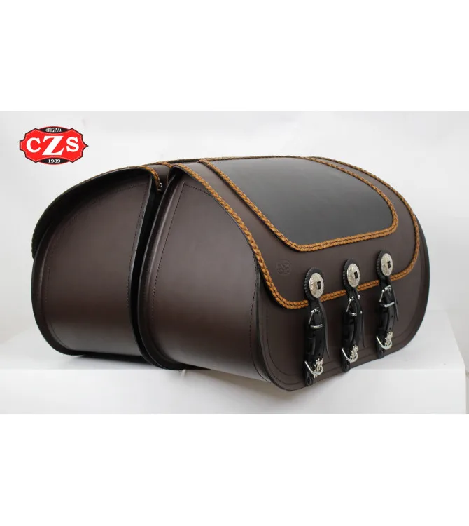 Кожаный кофр Baton для чопперов и круизеров — детальный ракурс