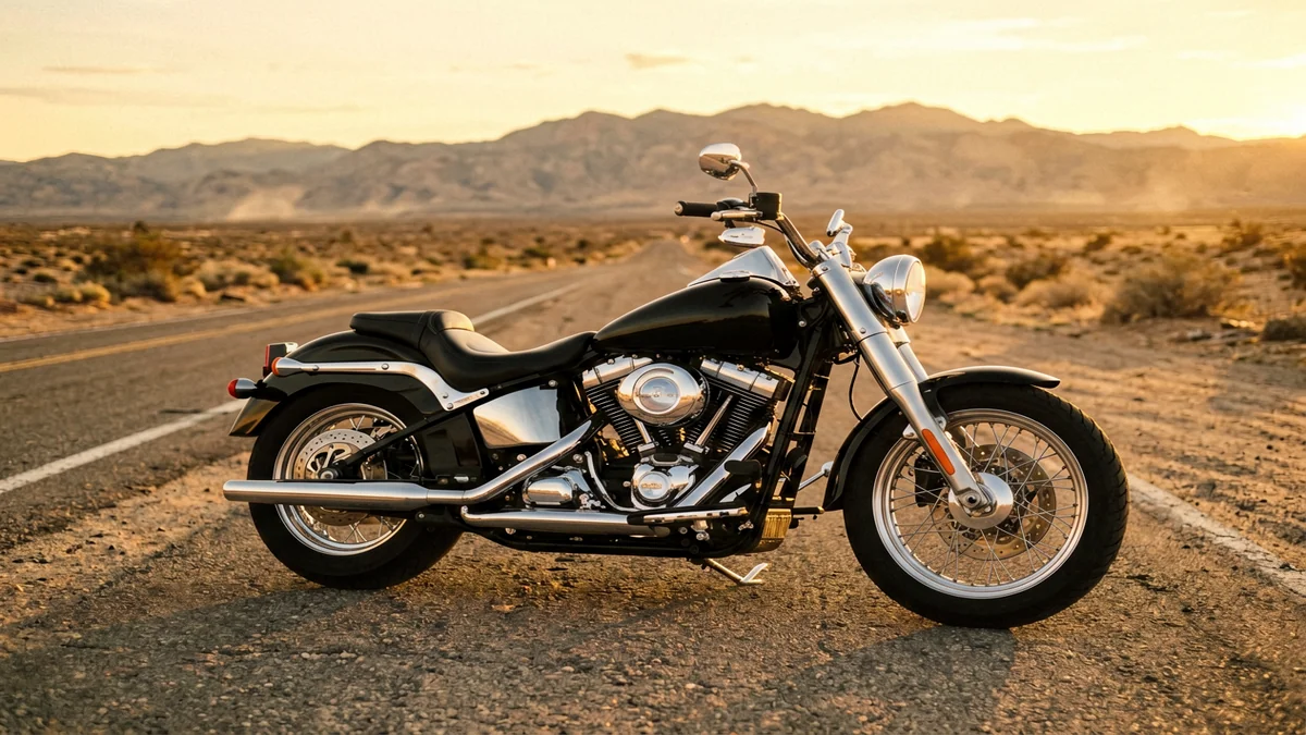 Новые модели Harley-Davidson 2025 года на шоссе во время заката