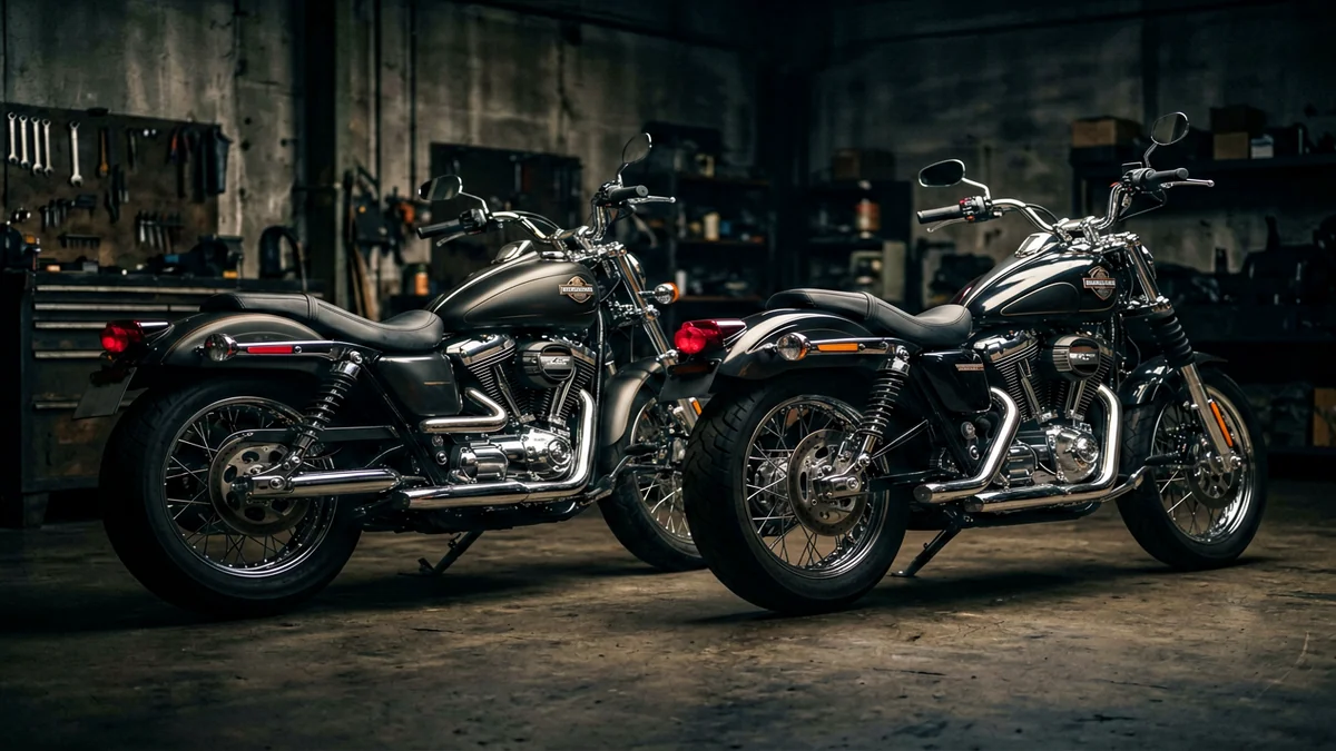 Сравнение мотоциклов Harley-Davidson Softail и Dyna на дороге