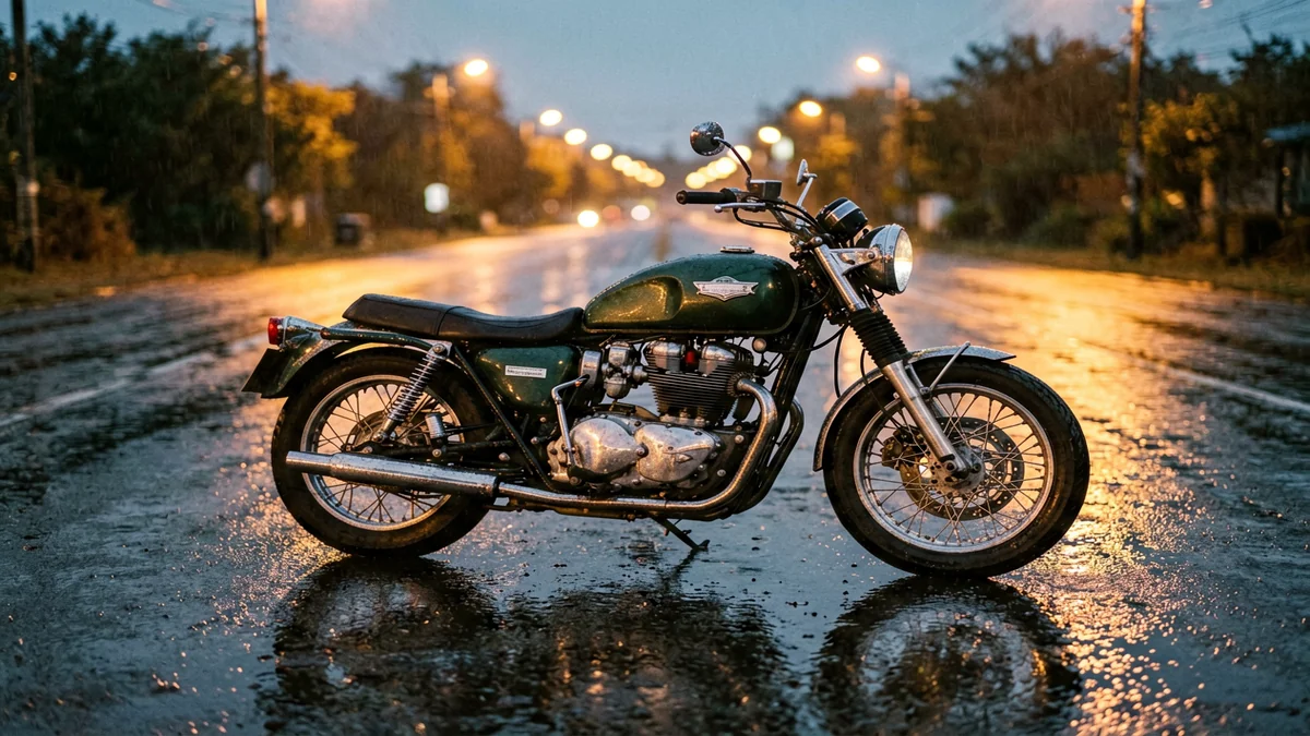 Крупный план двигателя V-twin мотоцикла Honda Shadow в гараже